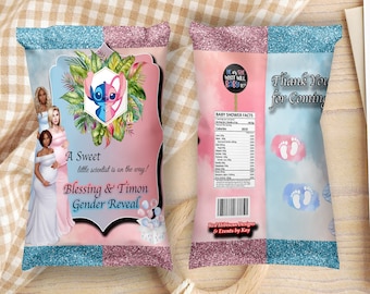 Lilo & Stitch Gender Reveal Chip Bag | Party Favors (Digital Only)