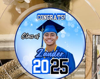 Blue Custom Graduation Image Party Plate| Plastic clear plates| 10 or 7 in size|Grad Celebration|Disposables Plates|Customize