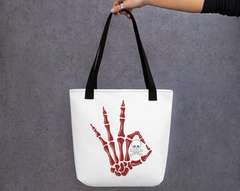 Bone hand Tote bag