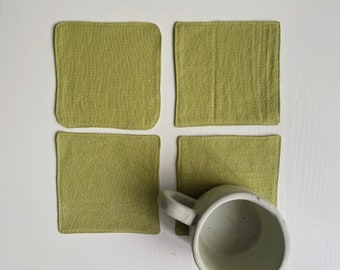 Linen Coaster, Double Layer Linen Coaster, Coffee Cup Pad, Custom Linen Coaster, Gift for Home