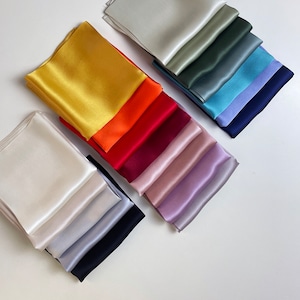 100% Mulberry Silk,Pure Silk Solid Color Square Scarf 53cm/21'', 65cm/25'',Gift for Her