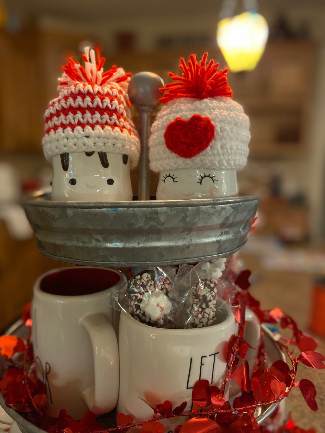 One Pair Valentine Marshmallow Cup Hats Etsy