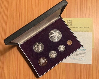 OFFICIAL PROOF SET w// SILVER /& COA -RARE BIRDS 1978 BRITISH VIRGIN ISLANDS 6