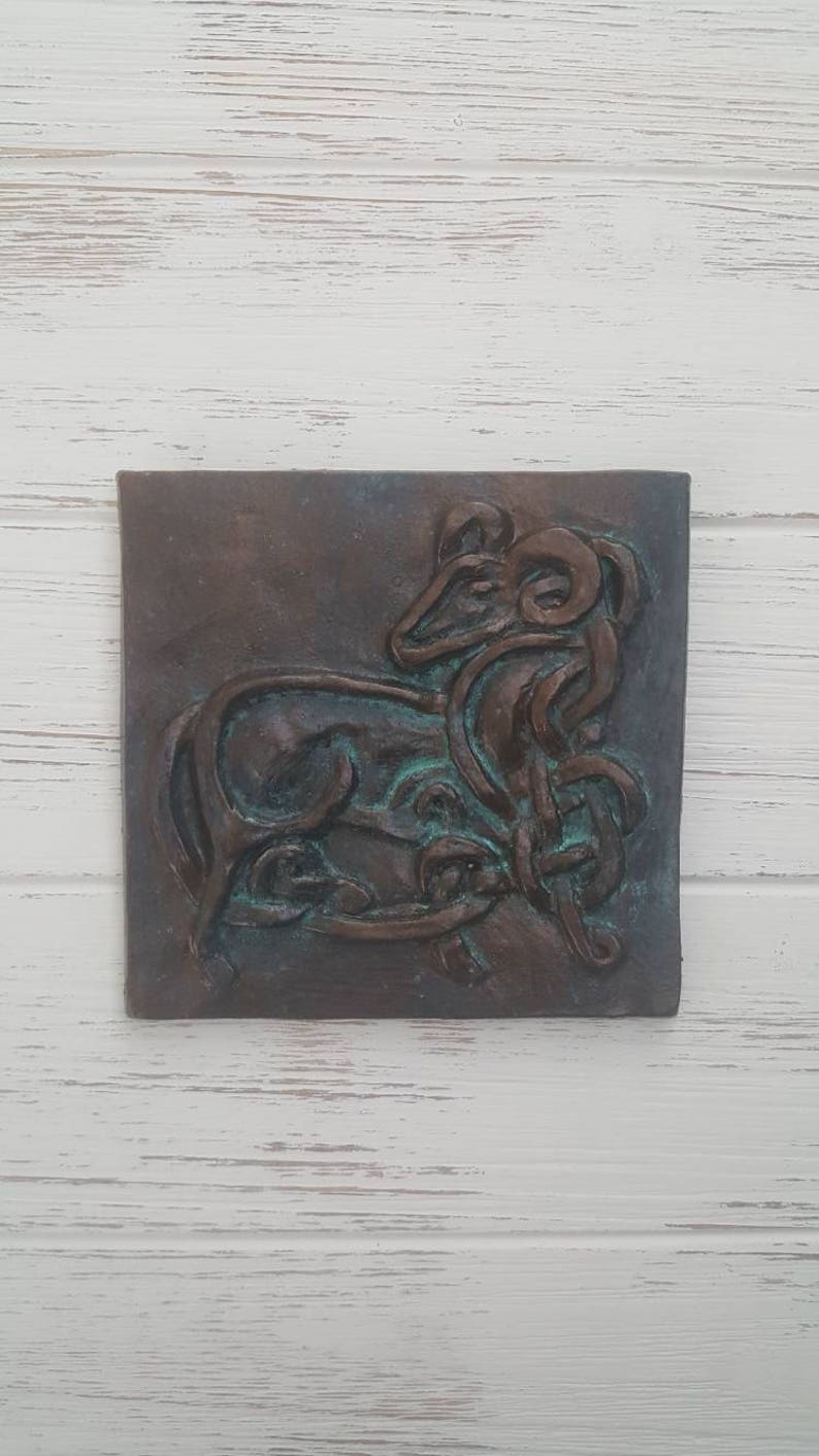 Fire sign Celtic knot Ram Astrological signs gift Aries Zodiac wall art Astrology wall art unique Horoscope ceramic plaque