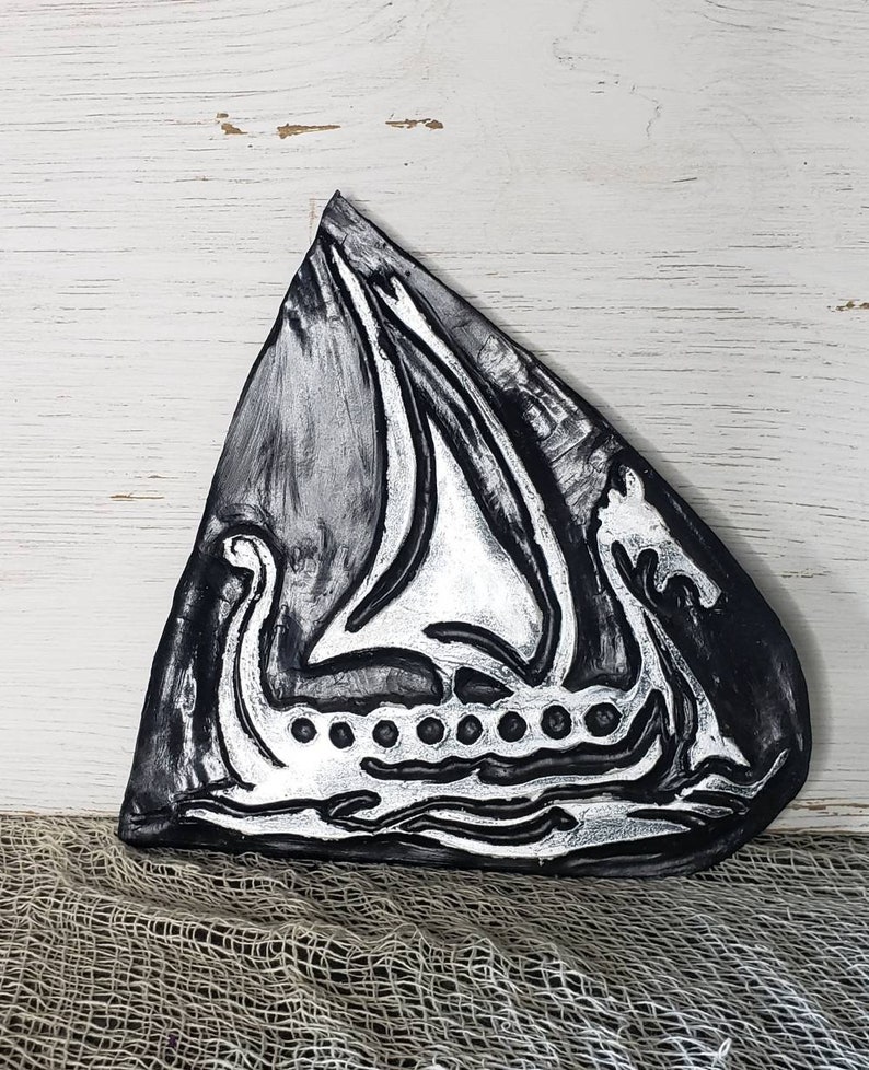 Viking ship ceramic wall art gift longship