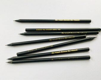 Set of 6 Magic Wooden Pencils "The Wand Chooses the Wizard" Olivander quote party favor gift