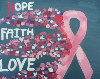 Hope - Faith- Love Breast cancer card