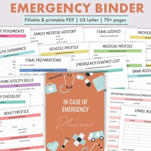 Emergency Binder Printable and Fillable PDF, in Case of Emergency ...