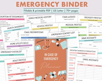 Emergency Binder Printable and Fillable PDF, In Case of Emergency Organizer, End of Life Planner, "What if" Binder, Editable Planner