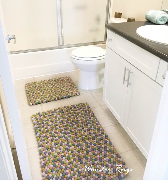 Bathroom Rug Rectangle Felt Ball Rug Floor Decoration In Laundry Room Pom Pom Mat Woolen Colorful Multi Color Carpet Custom Orders
