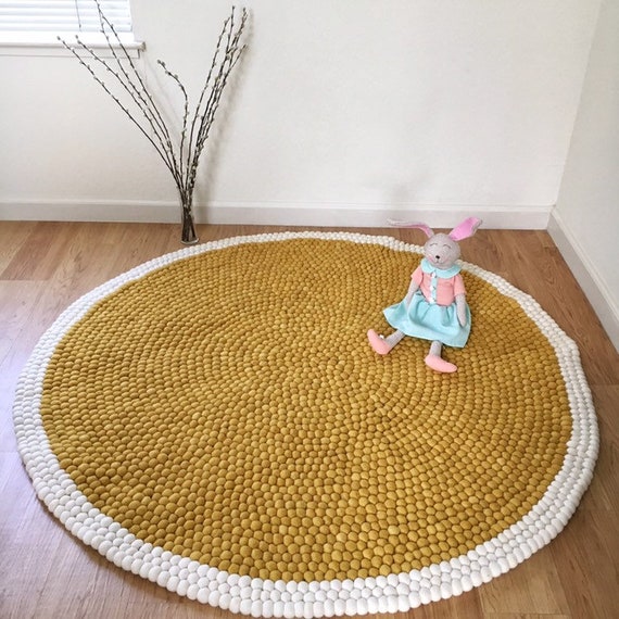 Kinderzimmer Teppich Pom Pom Teppich Filz Kugel Teppich Etsy