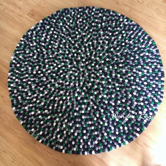 Grosser Runder Teppich Multi Farbe Teppich Pom Pom Filzkugel Etsy