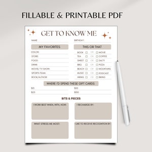 Coworker Questions Printable , All About Me Survey , Employee Favorite Things Survey , Gift Exchange Ideas , Get to Know My Team Survey