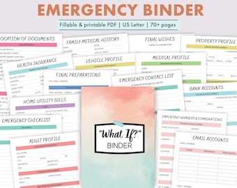 Fillable Just In Case Binder , "What If" Emergency & Legacy Planner , Important Documents Organizer , End of Life Planning , Printable PDF