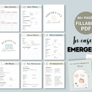 Emergency Preparedness Binder , Important Document Organized , In Case I Go Missing Binder , Funeral Planner // Fillable and Printable PDF