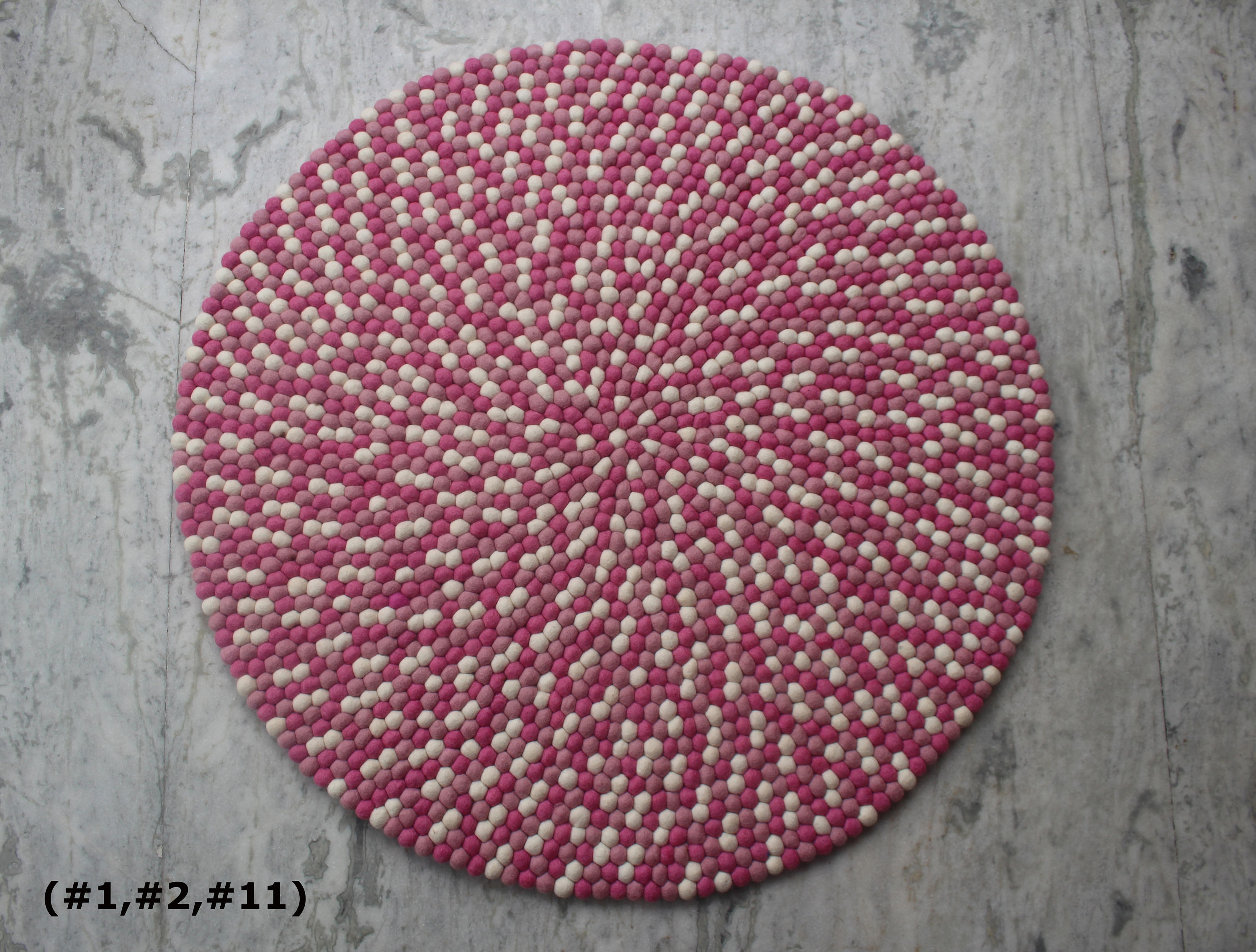 Pink felt ball round rug purple nursery carpet Handmade 100% | Etsy