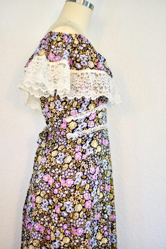 Vintage 1970s Montgomery Ward Floral Print Gunne-Sax Style Prairie Dress *S* View 5