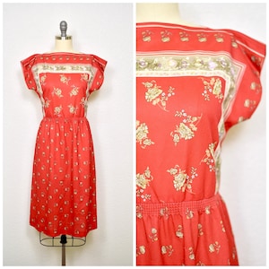 Vintage 1970s Melissa Petites Semi-Sheer Red Floral Boho Dress *XS/S*