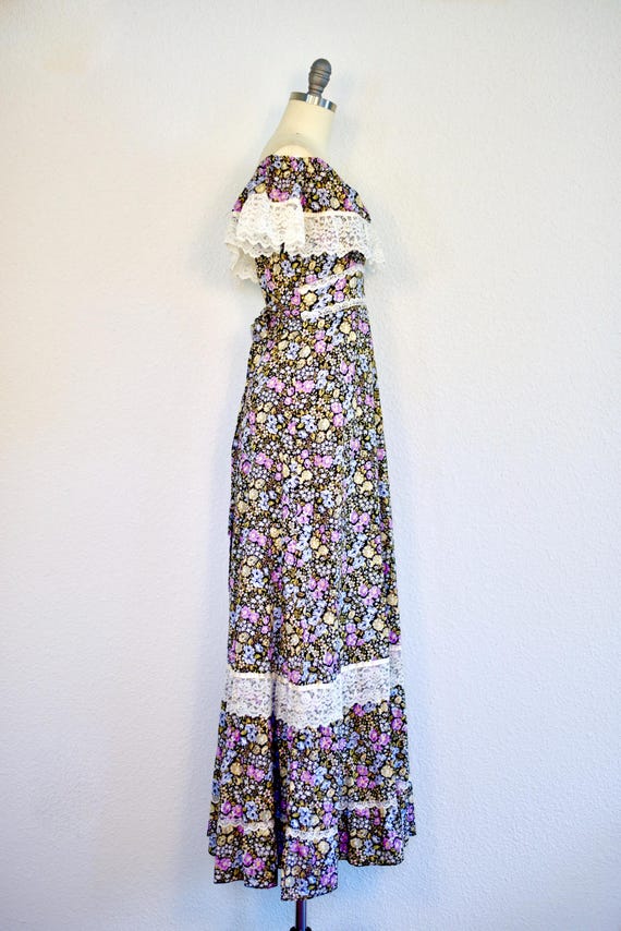 Vintage 1970s Montgomery Ward Floral Print Gunne-Sax Style Prairie Dress *S* View 4