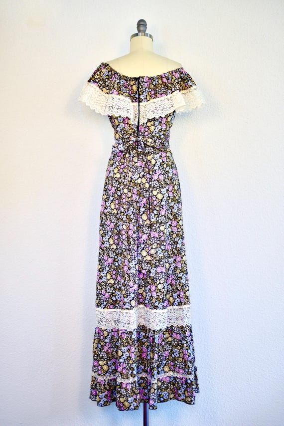 Vintage 1970s Montgomery Ward Floral Print Gunne-Sax Style Prairie Dress *S* View 6
