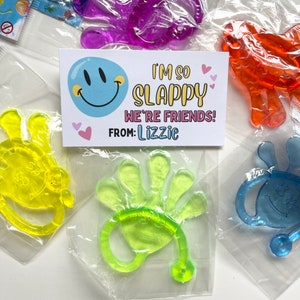Personalized Sticky Hand Classroom Valentines with PRINTED cards Toy included Ready to give.