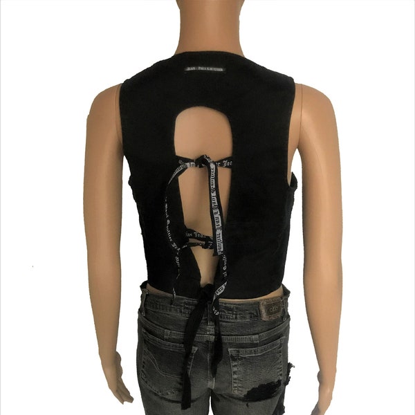 Vintage JEAN PAUL GAULTIER Rare Fab Black Corset Bustier Vest