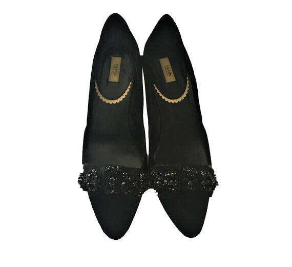 black suede kitten heel shoes