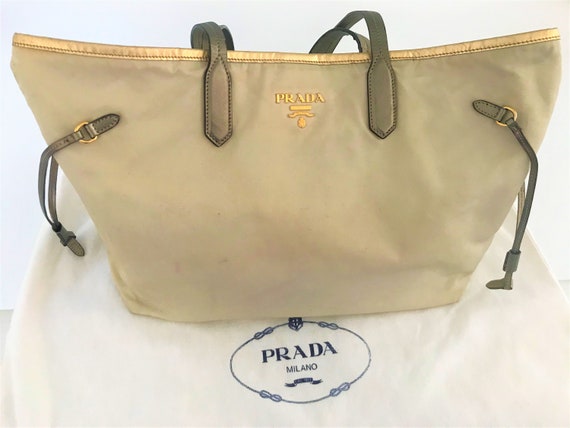 Prada - Nude Leather Bucket Bag With Shoulder Strap