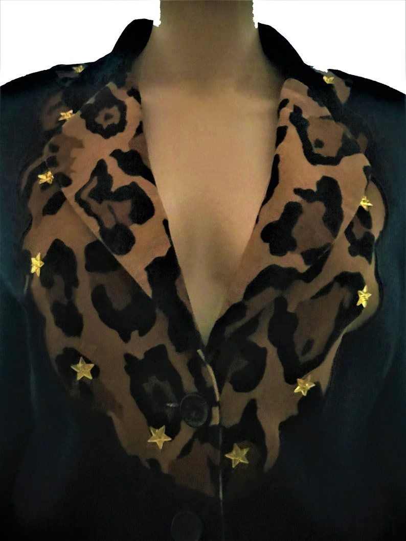 Vintage KENZO JUNGLE 80\u2019s Rare Collector Piece Black Wool Jacket Blazer Leopard Print