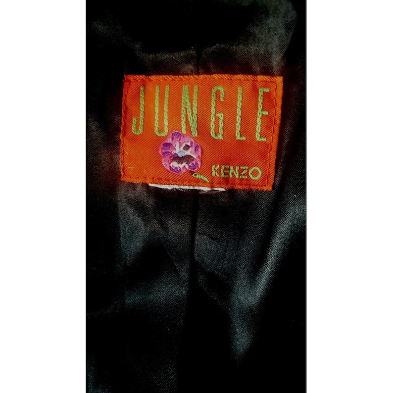 Vintage KENZO JUNGLE 80\u2019s Rare Collector Piece Black Wool Jacket Blazer Leopard Print