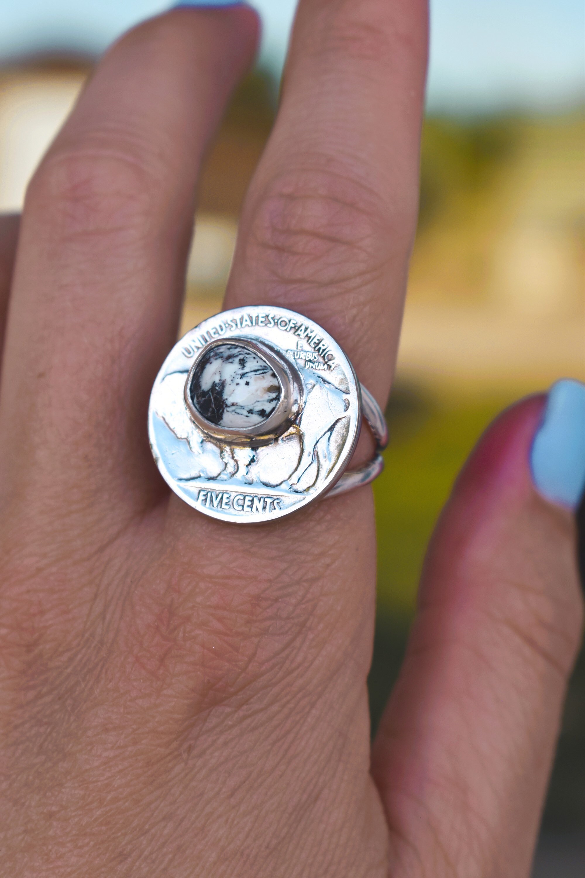 Anillo de níquel búfalo blanco | Etsy