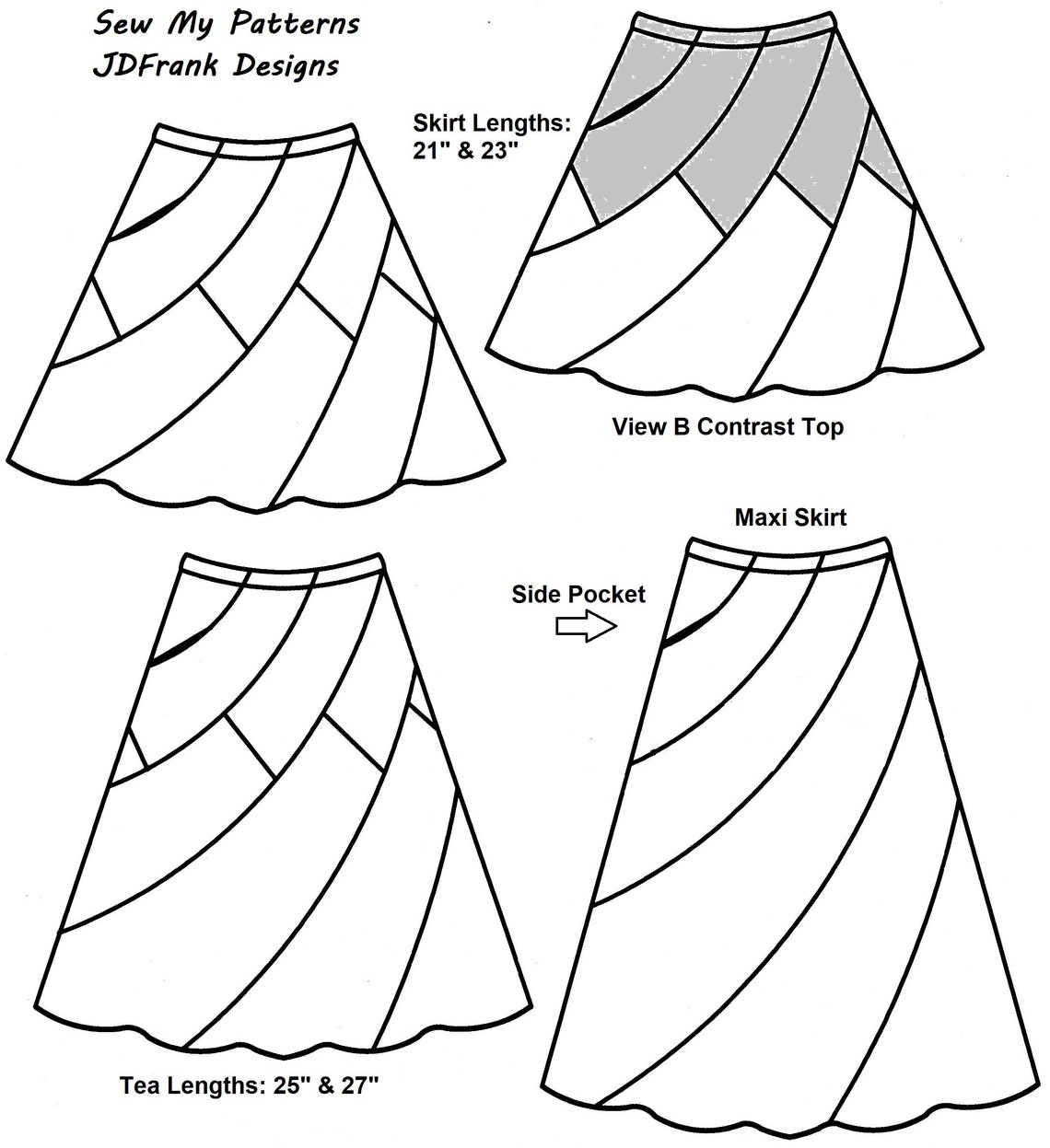 Spiral Boho Skirt PDF Download Sewing Pattern to Sew From Fat Etsy