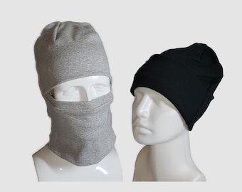 Scull Cap with pull down face mask. PDF digital download pattern with sewing instructions & video tutorial