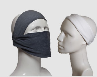 Headband with pull down face mask. PDF digital download sewing pattern.