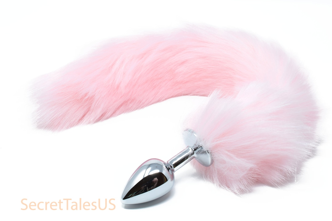 Tail Butt Plug / Fox Tail Butt Plug / Light Pink Tail Butt Plug / Furry Tail Butt Plug / Tail Buttplug / Many Colors Available / MATURE