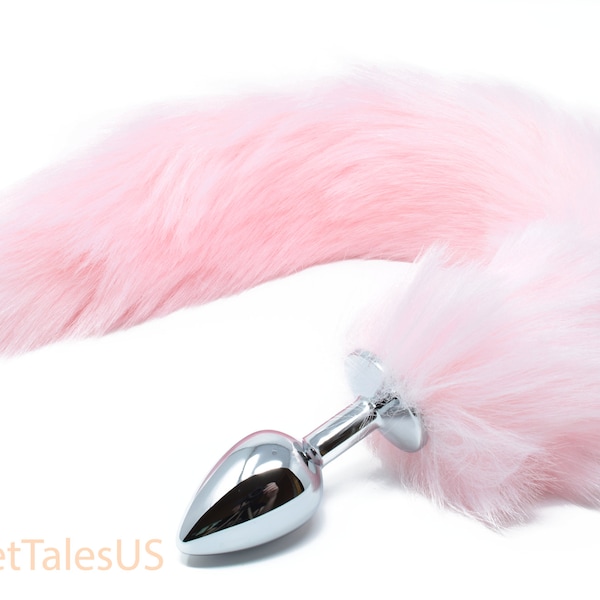 Tail Butt Plug / Fox Tail Butt Plug / Light Pink Tail Butt Plug / Furry Tail Butt Plug / Tail Buttplug / Many Colors Available / MATURE