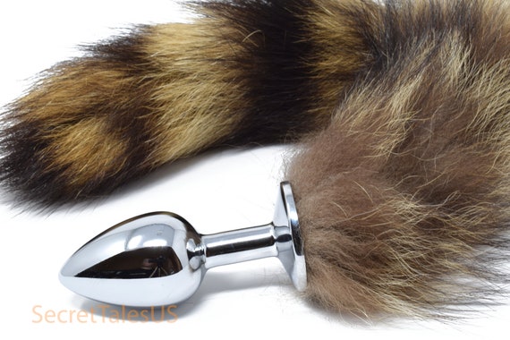 Real Fox Fur Tail Stainless Steel Anal Plug Set - Sensual Adult Toy &  Cosplay Accessory (Earth Yellow, Small Plug)