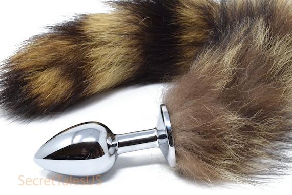 Real Fox Fur Tail Stainless Steel Anal Plug Set - Sensual Adult Toy &  Cosplay Accessory (Earth Yellow, Small Plug)