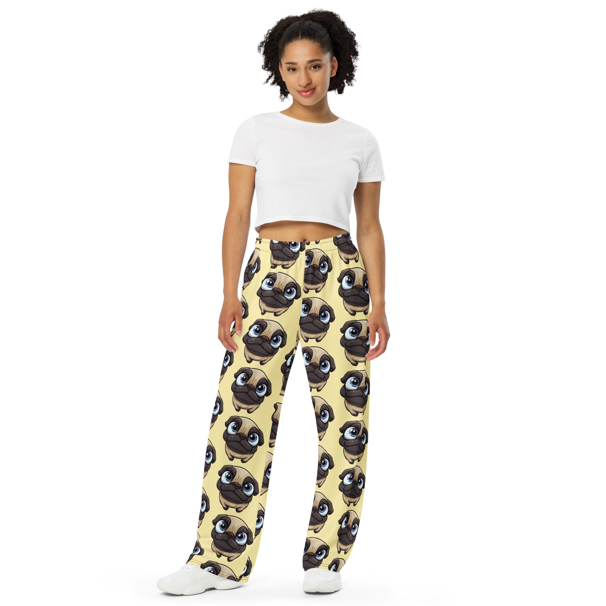 All-over Pug Unisex Wide-leg Pants - Etsy Australia