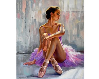 Ballerina Portrait Painting: Handmade Oil on Linen Canvas (70x60 cm)