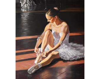 Ballerina Portrait Painting: Handmade Oil on Linen Canvas 70x60 cm.