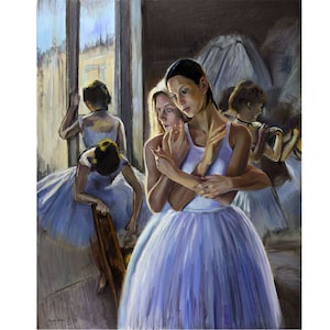 Ballerina painting Ballet dancers artwork Original ballet art Example for commission 75x60 cm.