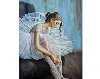 Ballerina painting Ballet Dancer artwork Original Ballet art Ballerina wall art 60x70 cm.