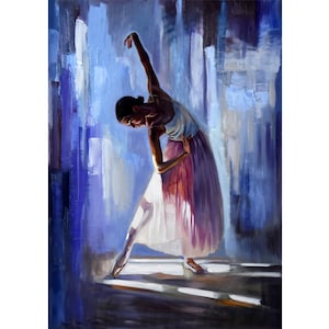 Dancing ballerina painting, ballerina artwork, ballet dancer art, 70x50 cm.