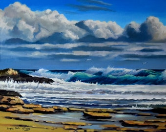 Seascape painting, Original seascape artwork, Sea waves art, 40x50 cm.
