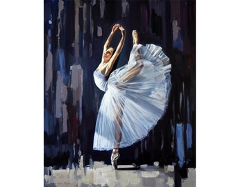 Original Ballerina Painting: Handmade Ballet Dancer Artwork (80x65 cm)