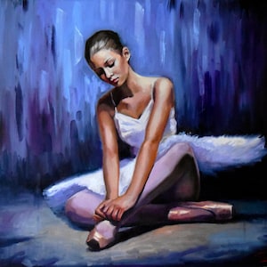 Original Ballerina Oil Painting: Palette Knife Ballet Art (80x90 cm)