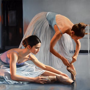 Ballerina painting Ballet dancer artwork Ballerina figurative art Original ballet art  65x80 cm.