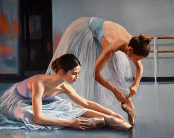 Original Ballerina Oil Painting: Figurative Ballet Art Example for commission  (65x80 cm)