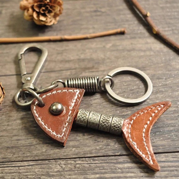 Vintage leather best sale keychain